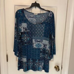 Brittany Black Blue Patchwork Blouse